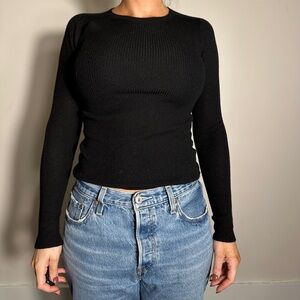 EVERLANE 100% Ultrafine Merino Wool Black Sweater Size Medium